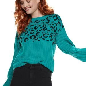 NWT Nine West animal print rib crewneck sweater